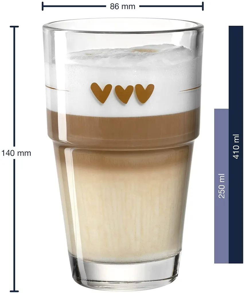 LEONARDO 043467 Solo Latte Macchiato Becher Mit Motiv Herzen, Glas, 410 Ml, Klar 2 LEONARDO 043467 Solo Latte Macchiato Becher Mit Motiv Herzen, Glas, 410 Ml, Klar – Bild 2