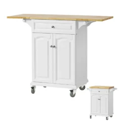 SoBuy® Servierwagen, Küchenwagen,mit Klappbare/erweiterbarer Arbeitsfläche, FKW36-WN