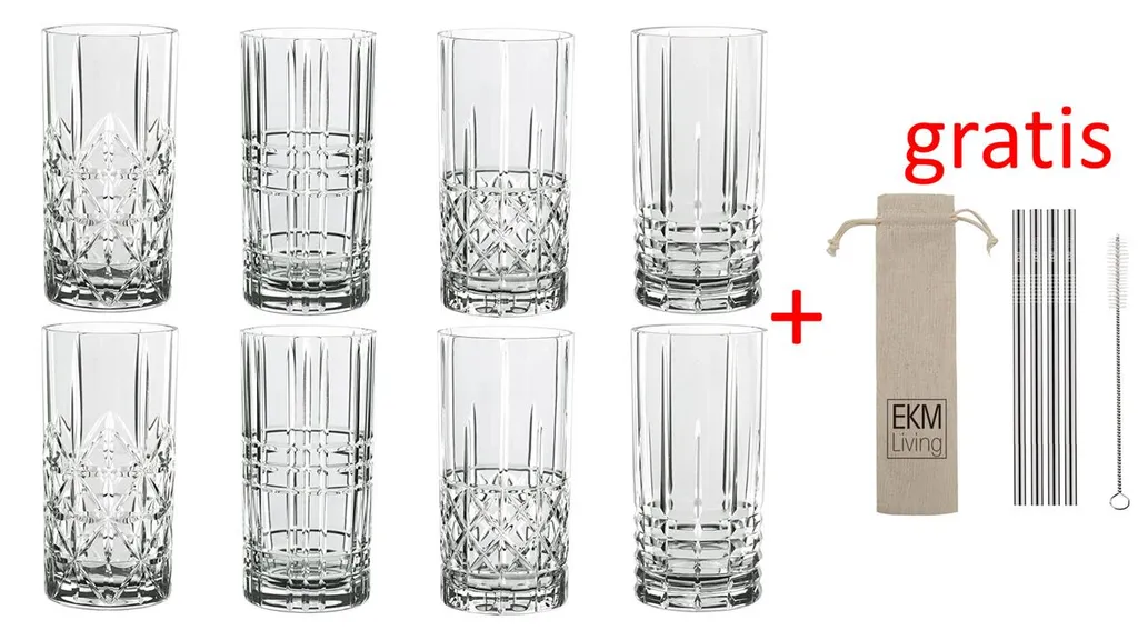 Nachtmann Longdrink Set/8-teilig Highland 0097784-0 X 2 + 4er Set EKM Living Edelstahl Trinkhalme 1 Nachtmann Longdrink Set/8-teilig Highland 0097784-0 X 2 + 4er Set EKM Living Edelstahl Trinkhalme