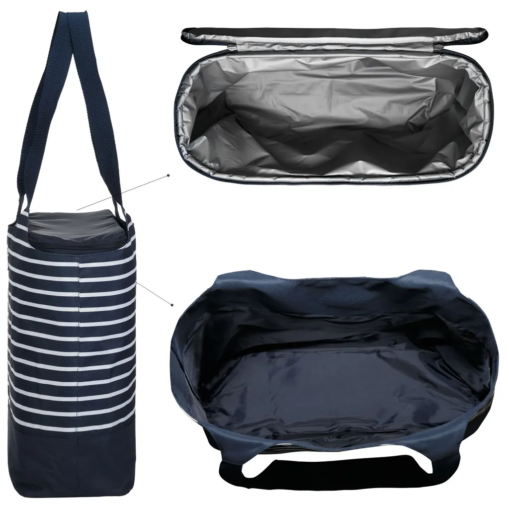 Strandtasche 2 In 1 Kühltasche + SchultertascheAHOI Blau Weiß - Navy 5 Strandtasche 2 In 1 Kühltasche + SchultertascheAHOI Blau Weiß - Navy – Bild 5