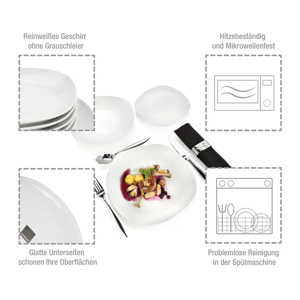 Sänger SÄNGER Porzellan Geschirrset Bilgola, Tafelservice 24 Teilig Für 6 Personen 2 Sänger SÄNGER Porzellan Geschirrset Bilgola, Tafelservice 24 Teilig Für 6 Personen – Bild 2