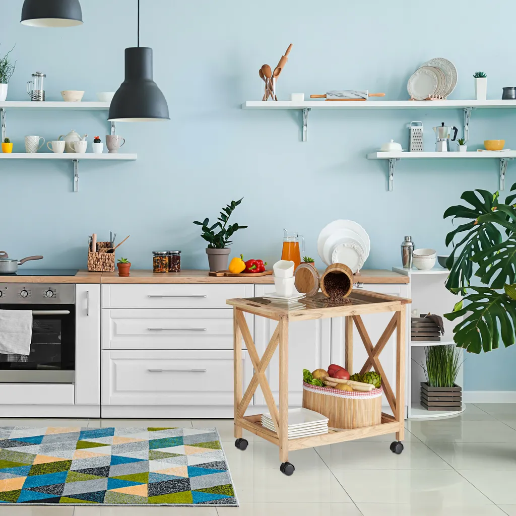 Relaxdays Küchenwagen Aus Walnussholz 5 Relaxdays Küchenwagen Aus Walnussholz – Bild 5