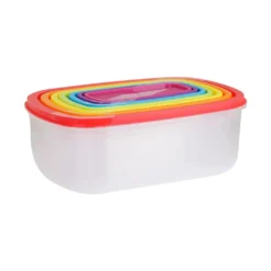 AXENTIA 7-tlg. Vorratsdosen-Set Aus Kunststoff, Rechteckig, 250/450/750/1150/1650/2650/4300 Ml, Farbig Sortiert, Aufbewahrungsdose, Aufbewahrungsbox