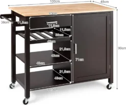 COSTWAY Küchenwagen Auf Rollen, Kücheninsel Mit Schublade, Weinregal, Offene Regale & Handtuchhalter, Platzsparender Servierwagen, Für Küche, Esszimmer, Bar, Braun 13 COSTWAY Küchenwagen Auf Rollen, Kücheninsel Mit Schublade, Weinregal, Offene Regale & Handtuchhalter, Platzsparender Servierwagen, Für Küche, Esszimmer, Bar, Braun -Haushalts Verkauf d7669e4dc8cdd950384ef6e955d61e56