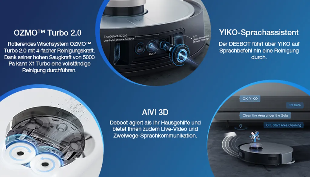 ECOVACS DEEBOT X1 TURBO Staubsauger 5000Pa Saugroboter YIKO EU APP 3 ECOVACS DEEBOT X1 TURBO Staubsauger 5000Pa Saugroboter YIKO EU APP – Bild 3