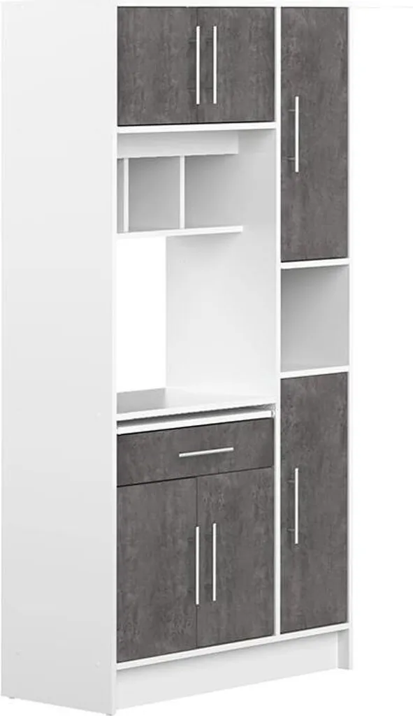 Küchenbuffet Buffetschrank Mit 5 Türen & 1 Schublade - Weiß & Beton - MADY 3 Küchenbuffet Buffetschrank Mit 5 Türen & 1 Schublade - Weiß & Beton - MADY – Bild 3