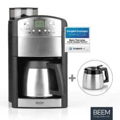 BEEM FRESH-AROMA-PERFECT Filterkaffeemaschine Mit Mahlwerk - Thermo | 2 Isolierkannen Kaffeemaschine Mahlwerk Timer 2x Thermoskanne Filterkaffeemaschine Kaffeeautomat