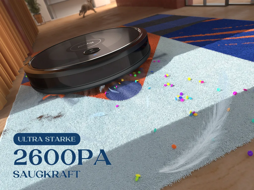 KYVOL E25 Staubsauger Roboter 2600PA Mit Ladestation, WLAN Staubsauger Mit Präzise Kartentechnologie, Bis Zu 150Min Laufzeit 4 KYVOL E25 Staubsauger Roboter 2600PA Mit Ladestation, WLAN Staubsauger Mit Präzise Kartentechnologie, Bis Zu 150Min Laufzeit – Bild 4