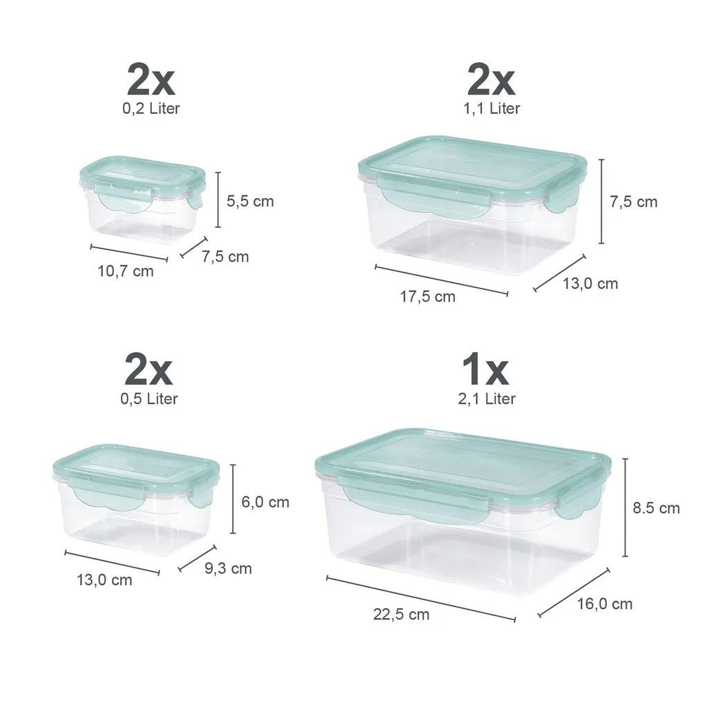 Frischhaltedosen Set Klick Gefrierdosen Lunchbox Deckel 14-tlg. Aquamarin 3 Frischhaltedosen Set Klick Gefrierdosen Lunchbox Deckel 14-tlg. Aquamarin – Bild 3