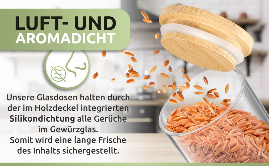 PORADA 12 Stapelbare Gewürzgläser Set 150ml Glasbehälter Mit Deckel Aufbewahrung Küche Gewürzdosen Vorratsdosen Glas Mit Deckel Aufbewahrungsgläser Küchenorganisation Aufbewahrung… 7 PORADA 12 Stapelbare Gewürzgläser Set 150ml Glasbehälter Mit Deckel Aufbewahrung Küche Gewürzdosen Vorratsdosen Glas Mit Deckel Aufbewahrungsgläser Küchenorganisation Aufbewahrung… – Bild 7