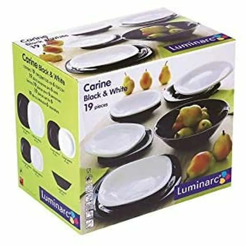 Geschirr Luminarc Carine Glas Schwarz-Weiß (19 Pcs) 20 Geschirr Luminarc Carine Glas Schwarz-Weiß (19 Pcs) – Bild 20