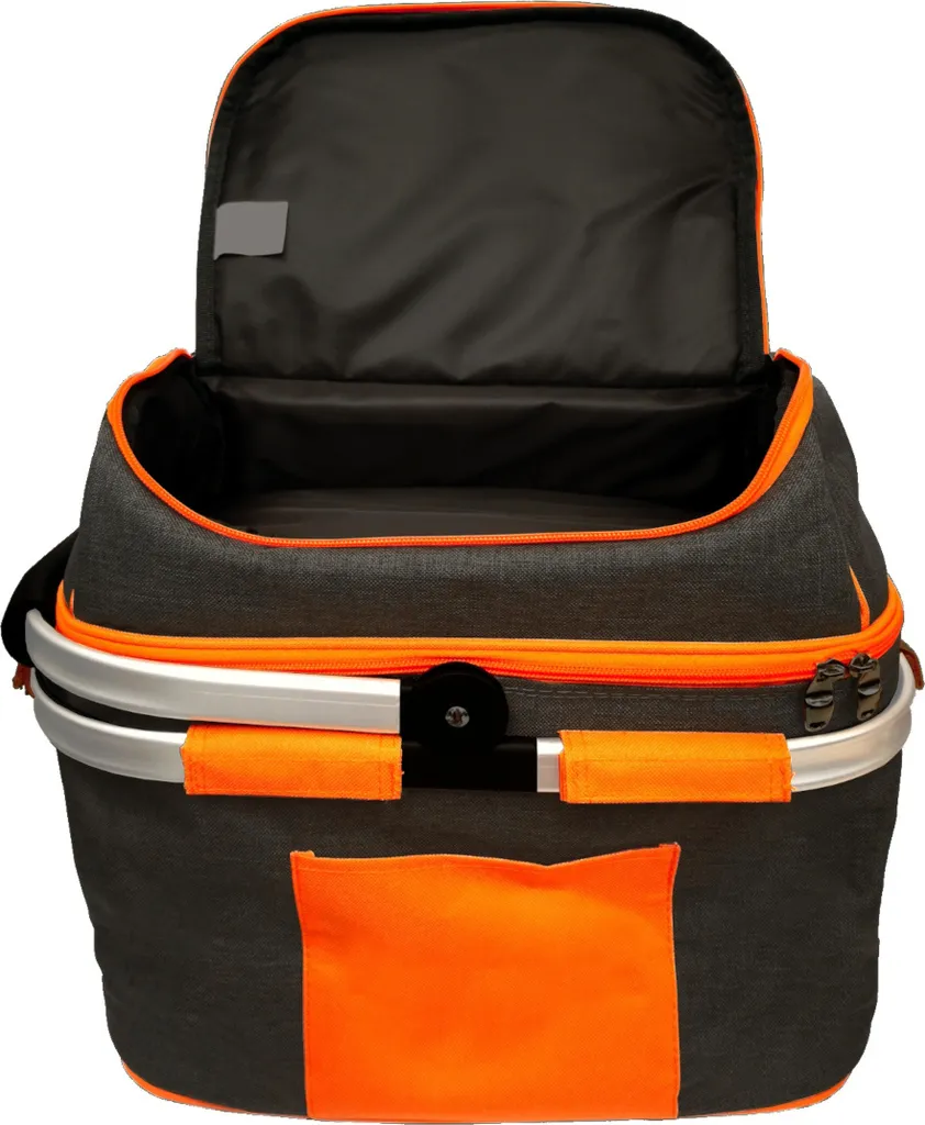 SVITA Picknickkorb 25l Thermo Einkaufskorb Mit Kühlfunktion Kühlbox Kühltasche Grau 2 SVITA Picknickkorb 25l Thermo Einkaufskorb Mit Kühlfunktion Kühlbox Kühltasche Grau – Bild 2