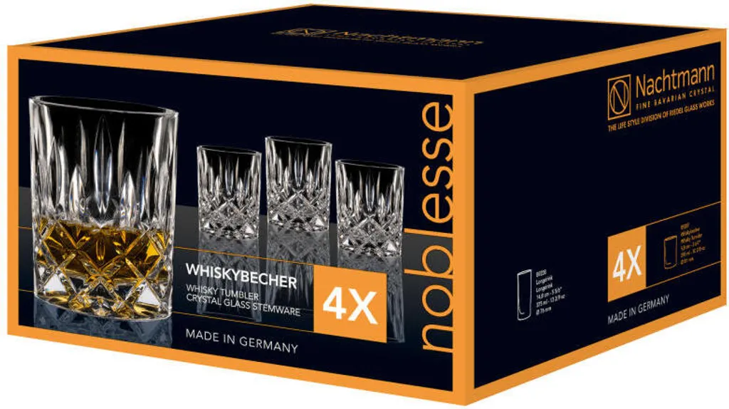 Nachtmann Noblesse Whiskybecher Set, 8er Set, Whiskyglas, Tumbler, Kristallglas, H 9.8 Cm 3 Nachtmann Noblesse Whiskybecher Set, 8er Set, Whiskyglas, Tumbler, Kristallglas, H 9.8 Cm – Bild 3