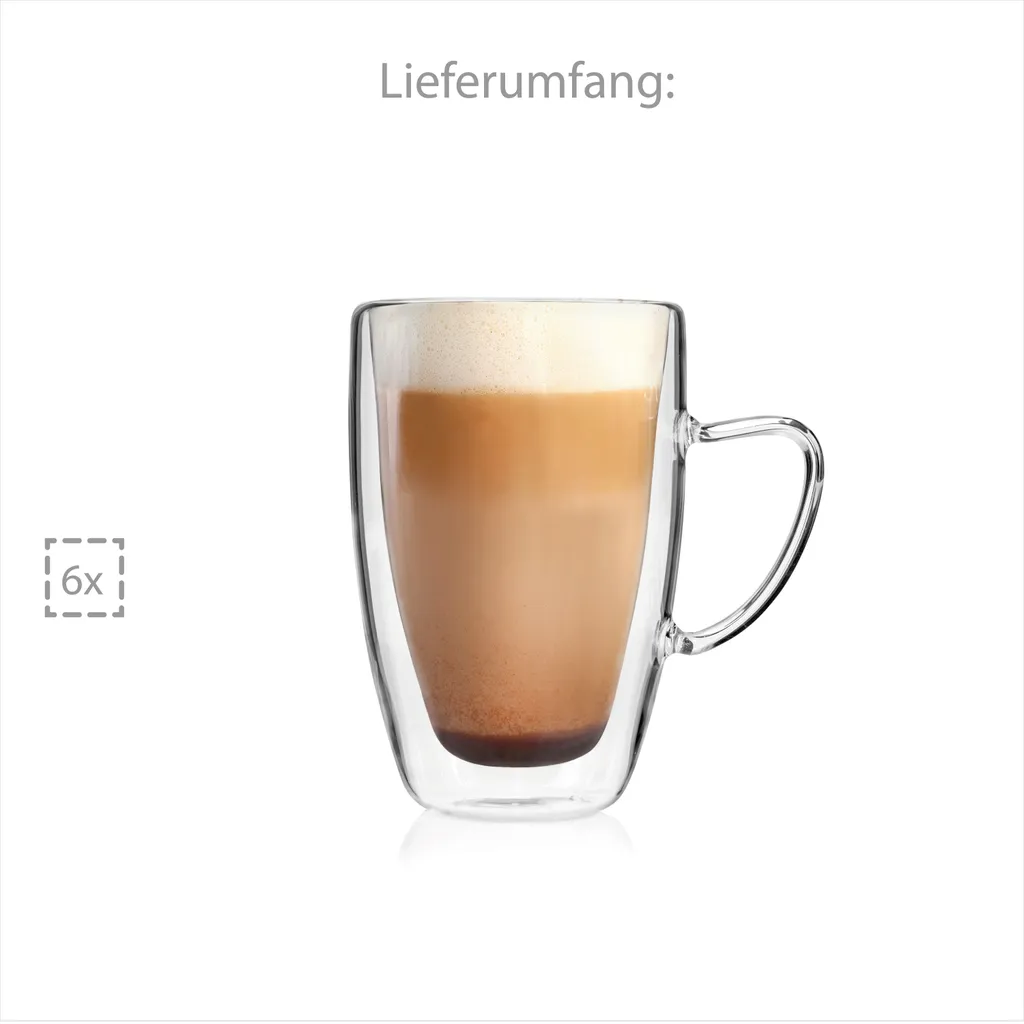 Sänger SÄNGER Doppelwandiges Cappuccino Gläser Set Mit Henkel 6 Teilig 5 Sänger SÄNGER Doppelwandiges Cappuccino Gläser Set Mit Henkel 6 Teilig – Bild 5