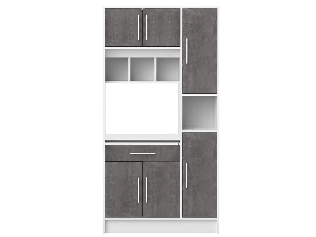 Küchenbuffet Buffetschrank Mit 5 Türen & 1 Schublade - Weiß & Beton - MADY 2 Küchenbuffet Buffetschrank Mit 5 Türen & 1 Schublade - Weiß & Beton - MADY – Bild 2